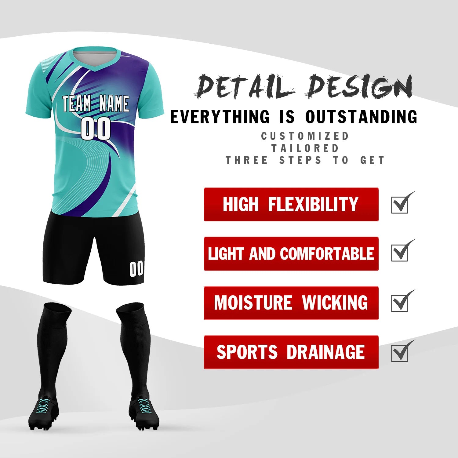 Custom Bright Green White-Purple Casual Printing Sportswear Soccer Sets Jersey