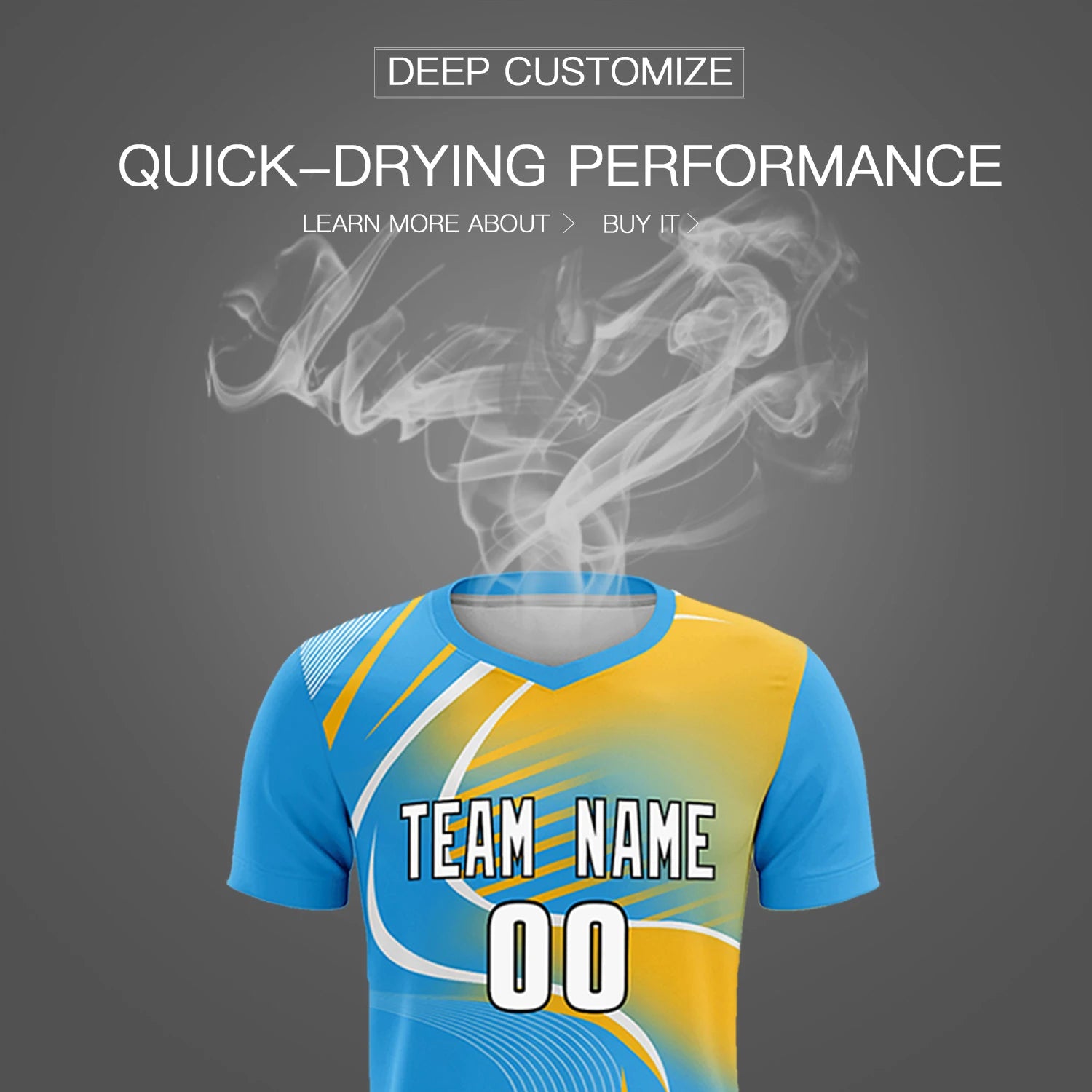 Custom Powder Blue White-Gold01 Casual Printing Sportswear Soccer Sets Jersey