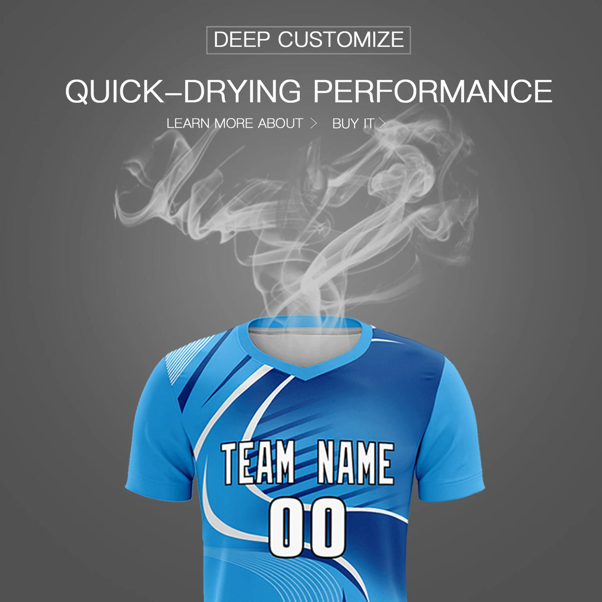 Custom Powder Blue White-Navy Casual Printing Sportswear Soccer Sets Jersey