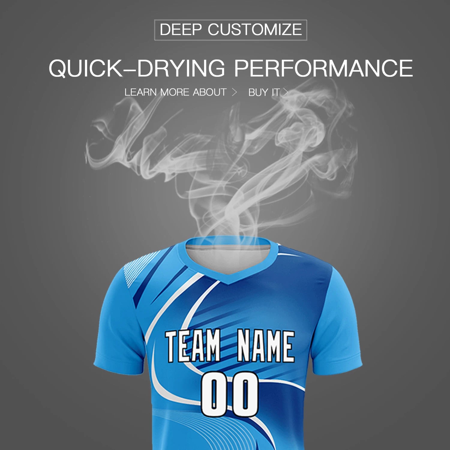 Custom Powder Blue White-Navy Casual Printing Sportswear Soccer Sets Jersey