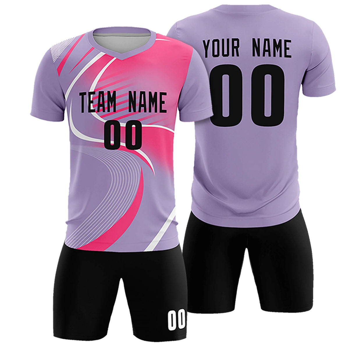 Custom Light Purple White-Pink Casual Printing Sportswear Soccer Sets Jersey