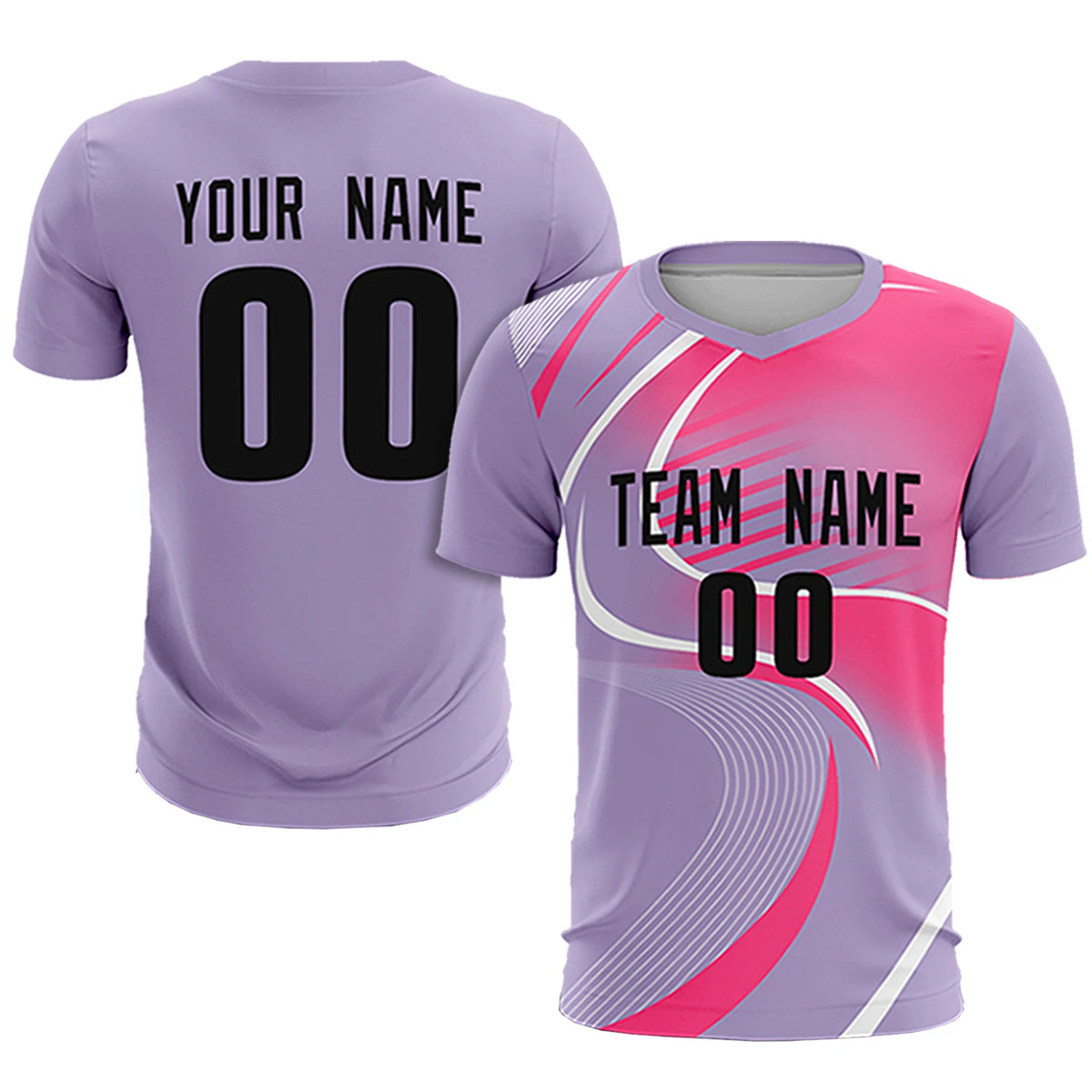 Custom Light Purple White-Pink Casual Printing Sportswear Soccer Sets Jersey