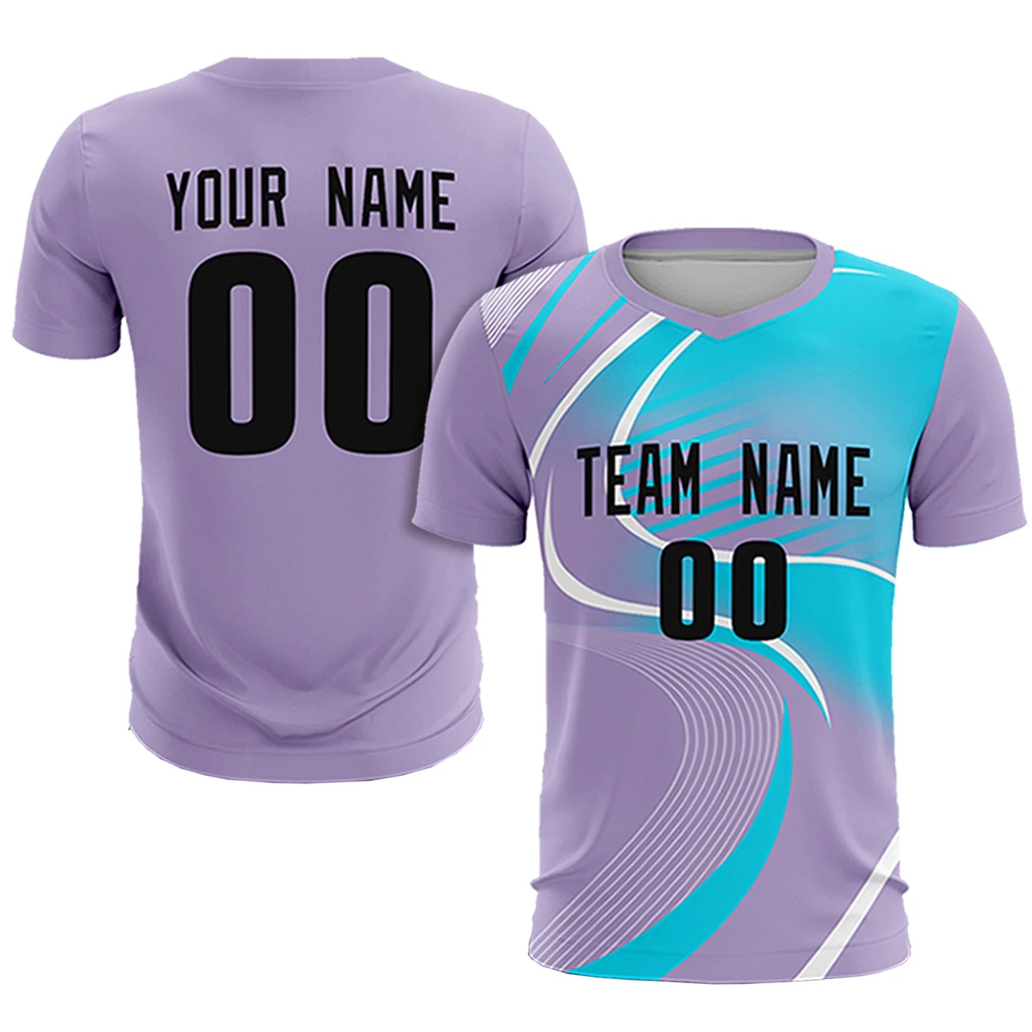 Custom Light Purple White-Sky Blue Casual Printing Sportswear Soccer Sets Jersey