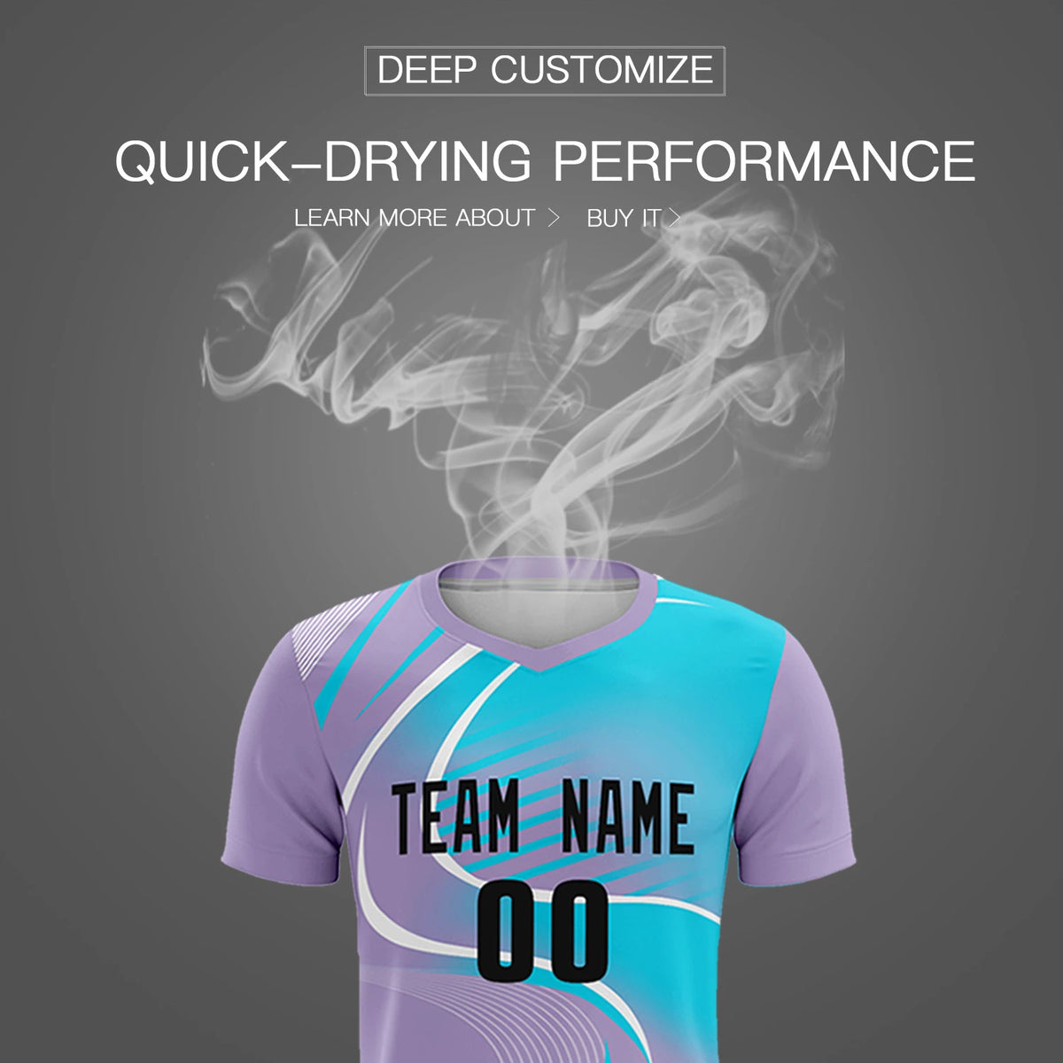 Custom Light Purple White-Sky Blue Casual Printing Sportswear Soccer Sets Jersey