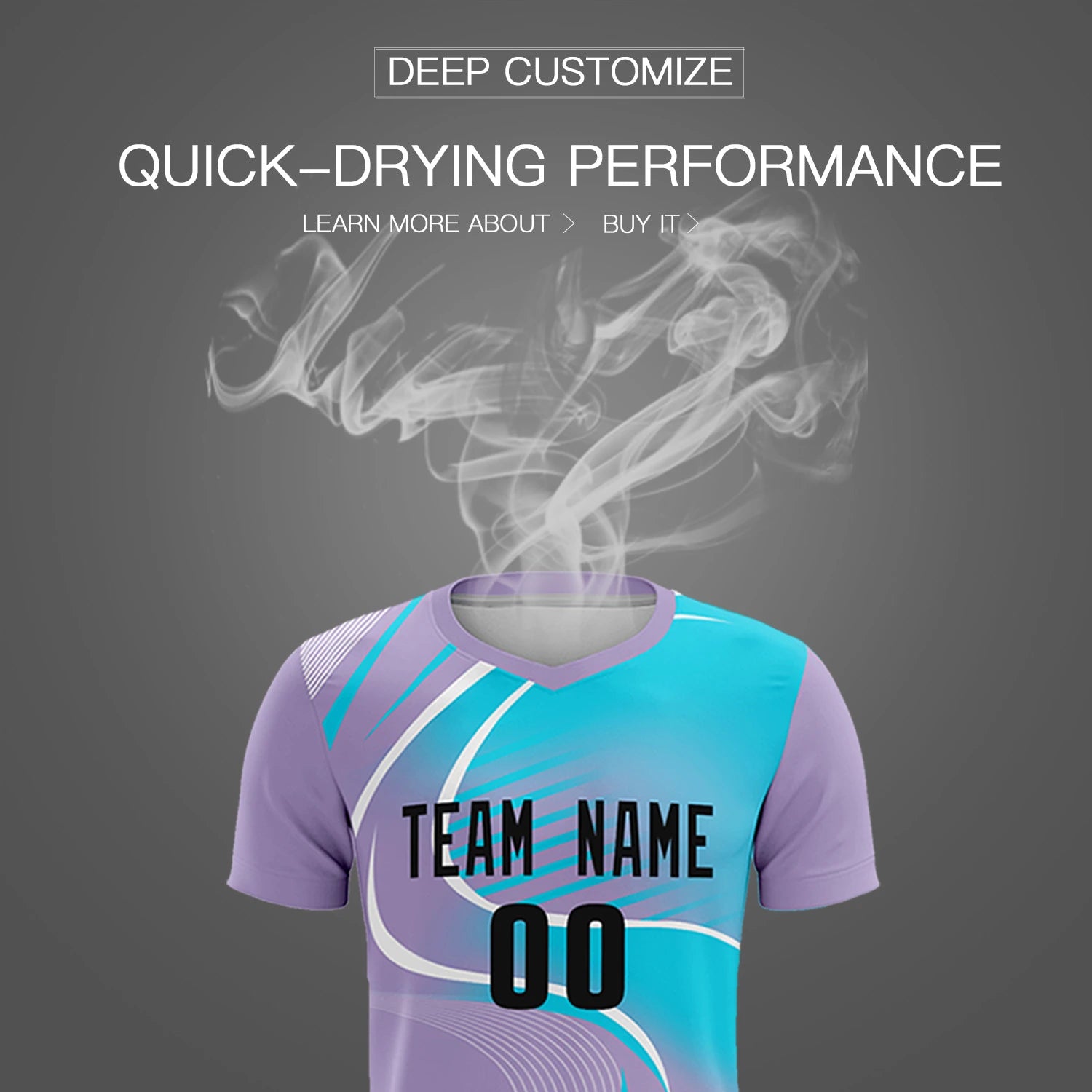 Custom Light Purple White-Sky Blue Casual Printing Sportswear Soccer Sets Jersey