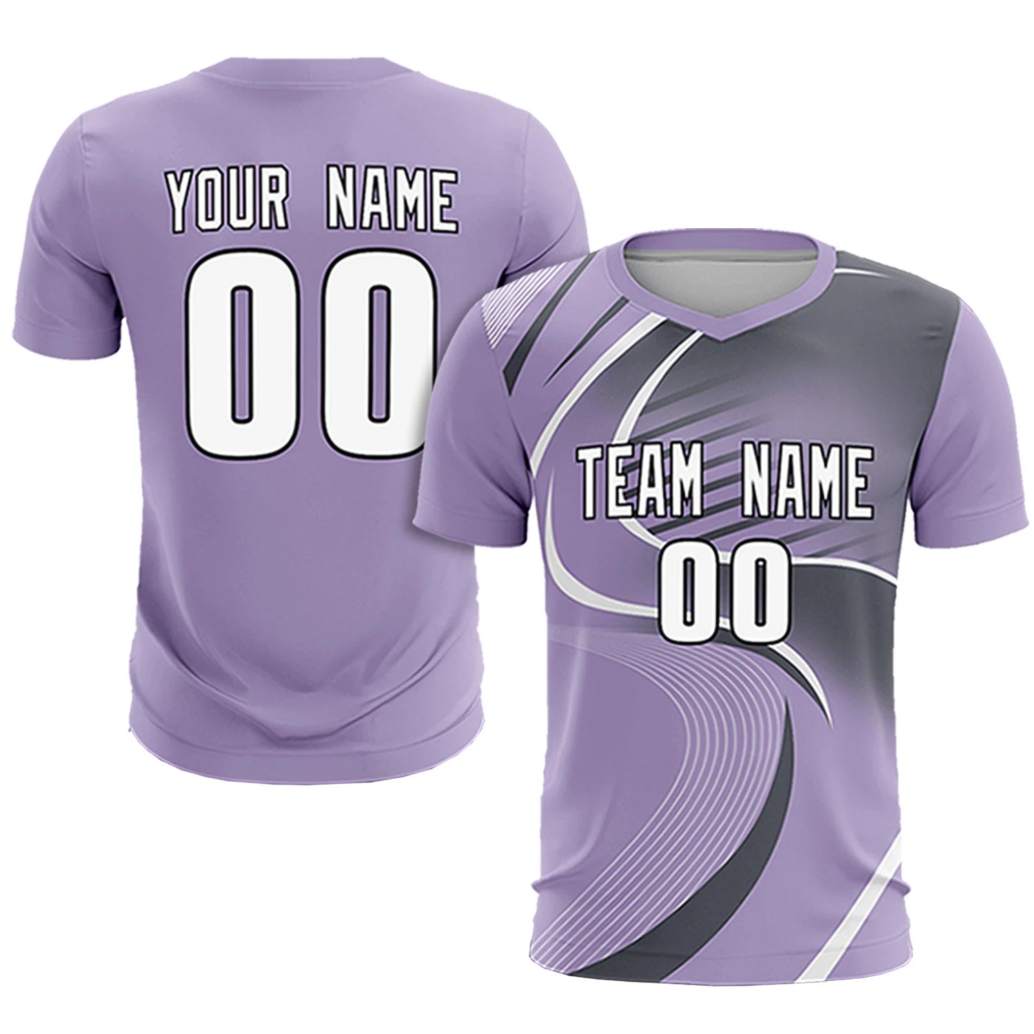 Custom Light Purple White-Gray Casual Printing Sportswear Soccer Sets Jersey