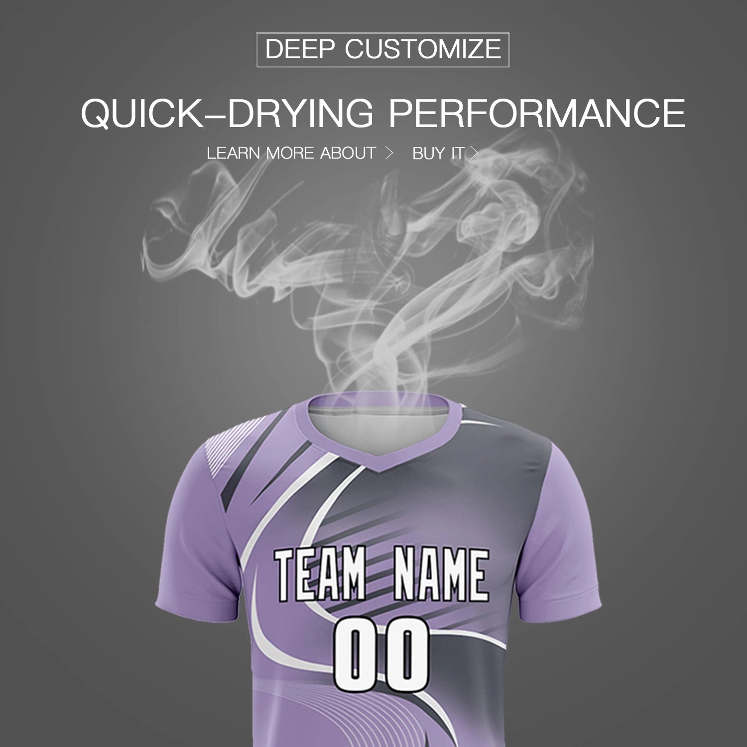 Custom Light Purple White-Gray Casual Printing Sportswear Soccer Sets Jersey