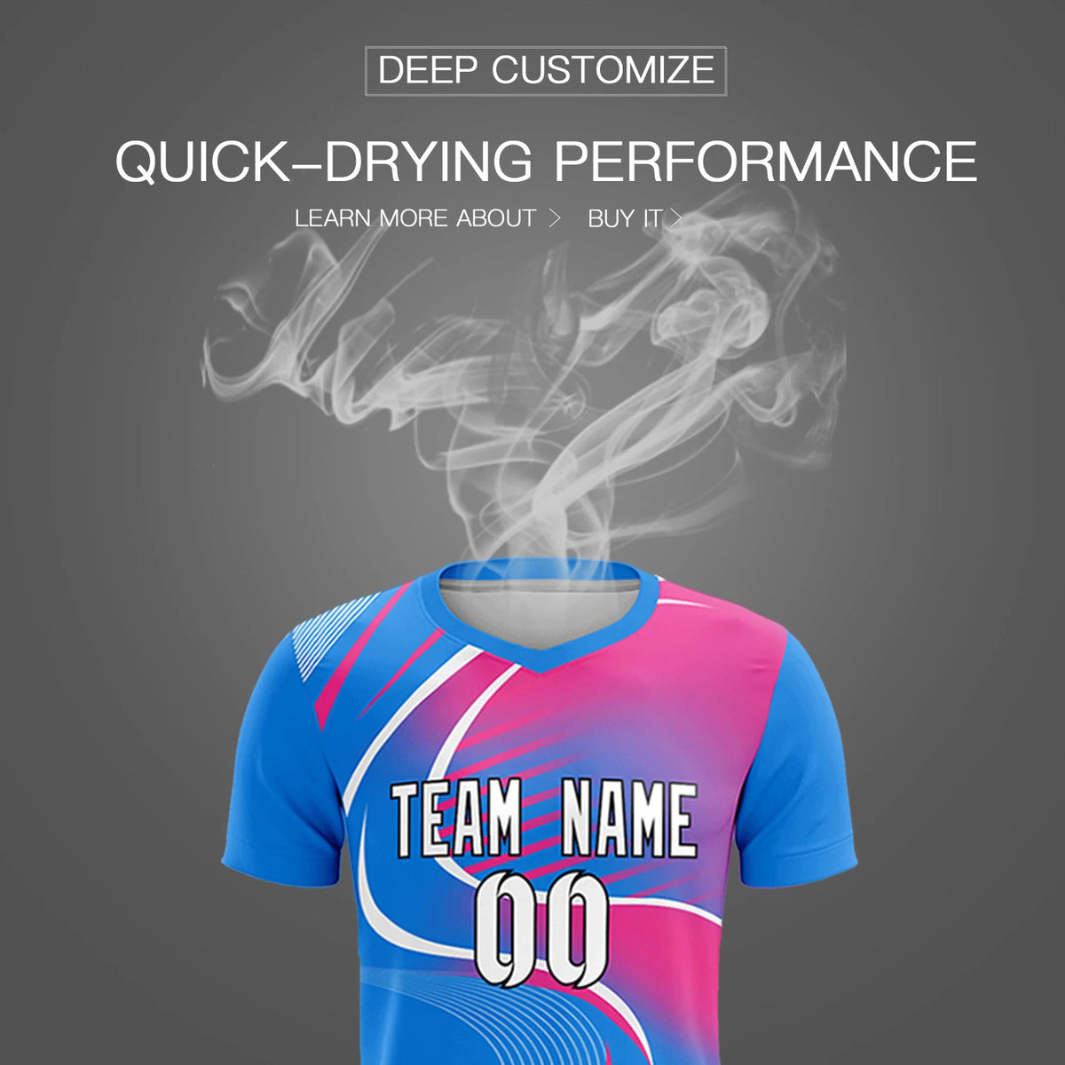 Custom Powder Blue White-Pink Casual Printing Sportswear Soccer Sets Jersey