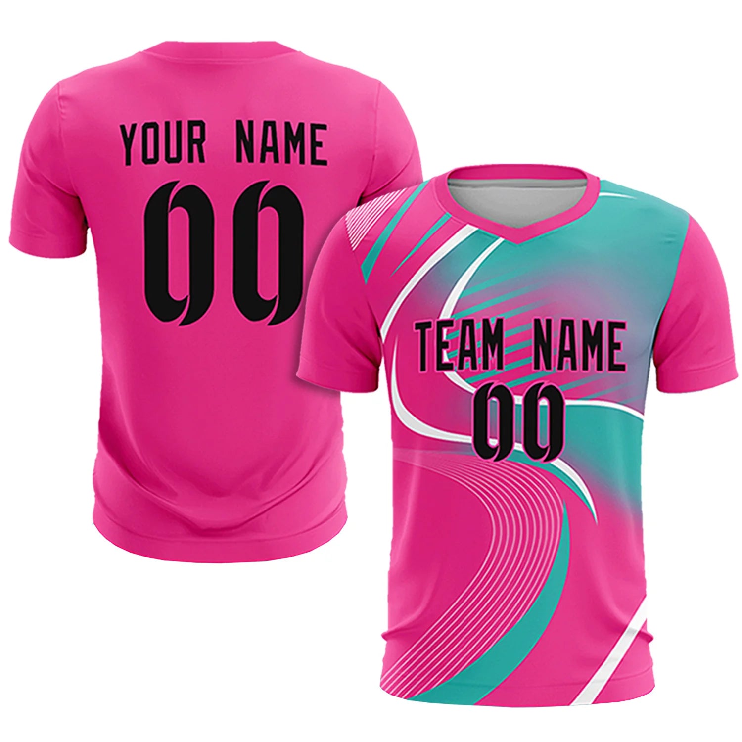 Custom Pink White-Bright Green Casual Printing Sportswear Soccer Sets Jersey