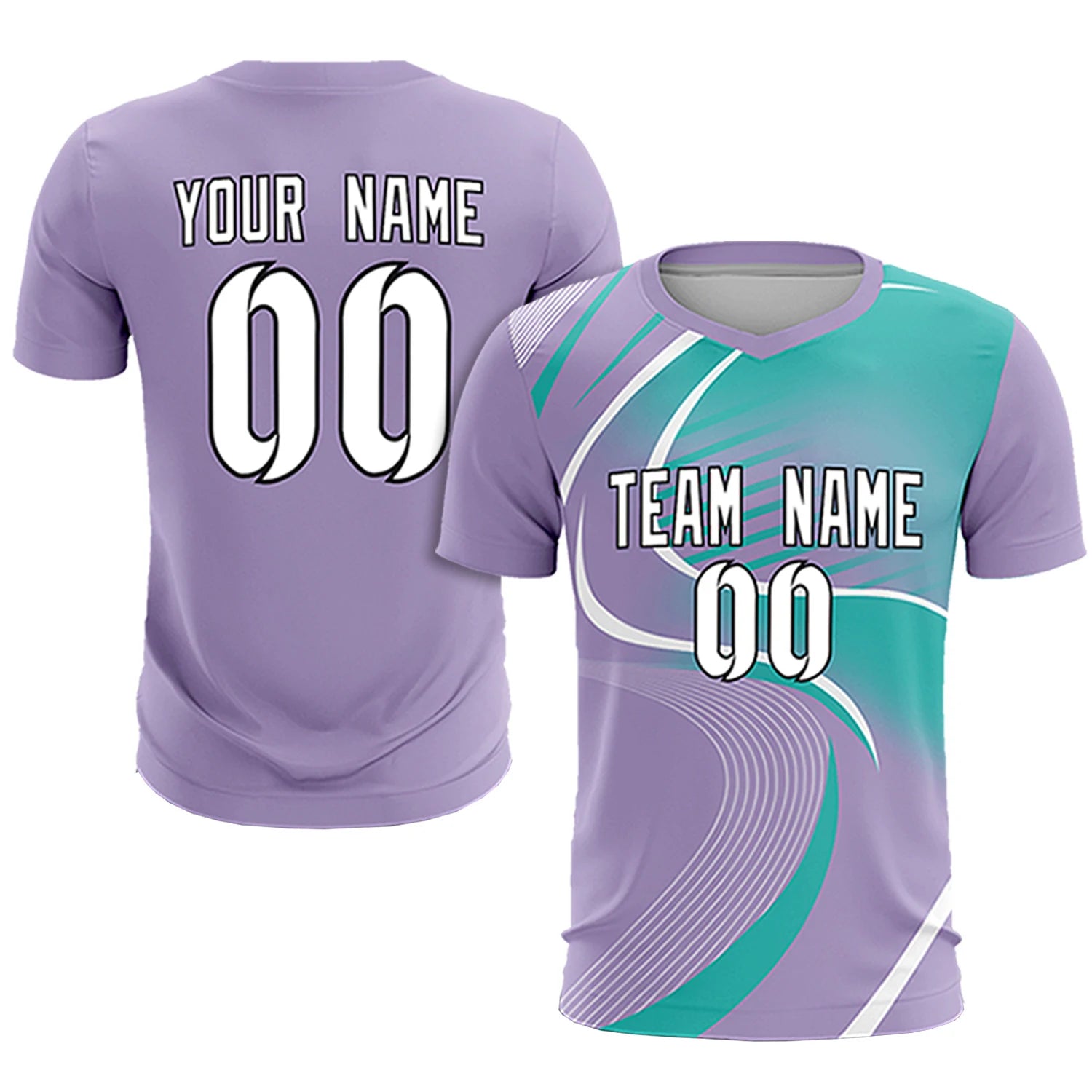 Custom Light Purple White-Bright Green Casual Printing Sportswear Soccer Sets Jersey