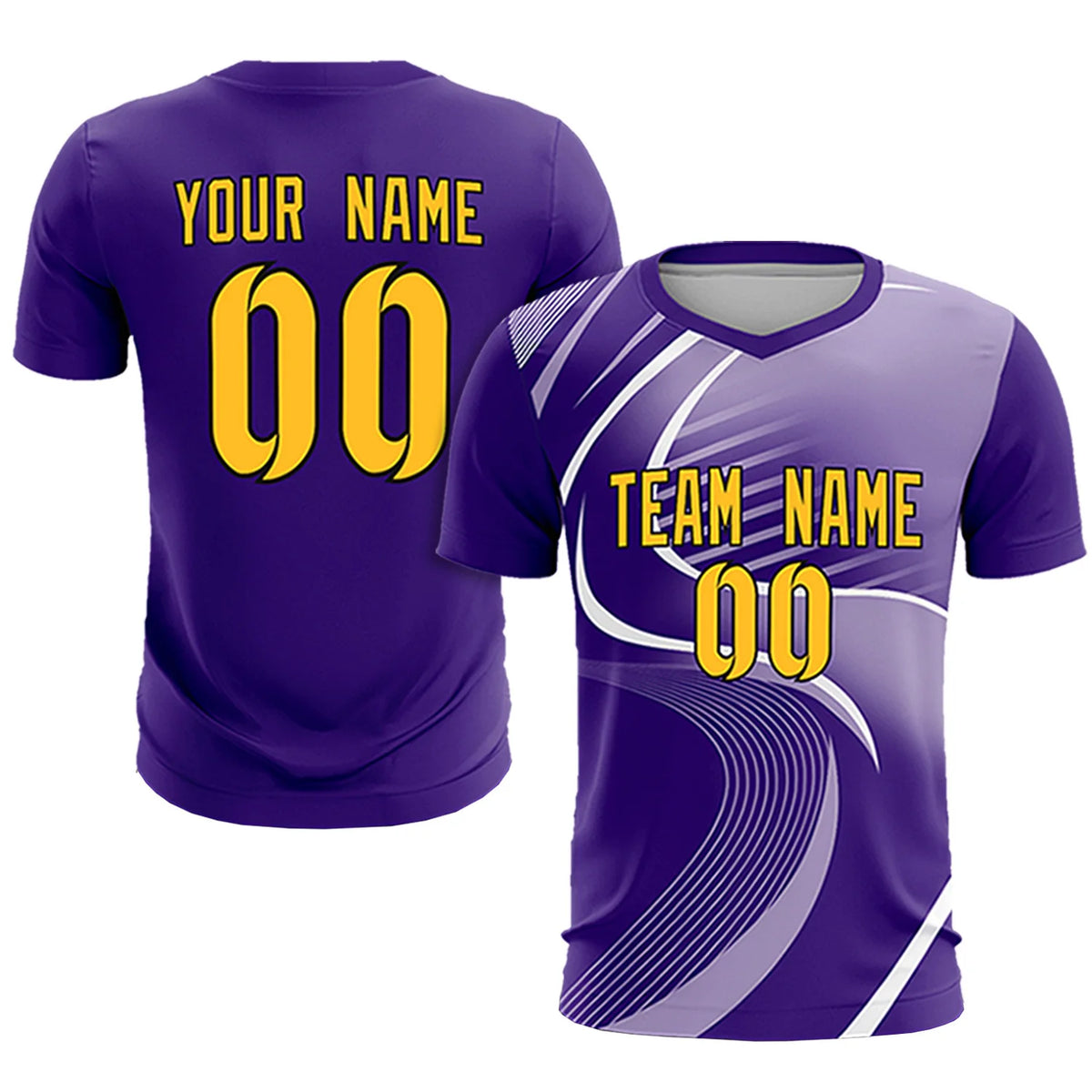 Custom Purple White-Light Purple Casual Printing Sportswear Soccer Sets Jersey