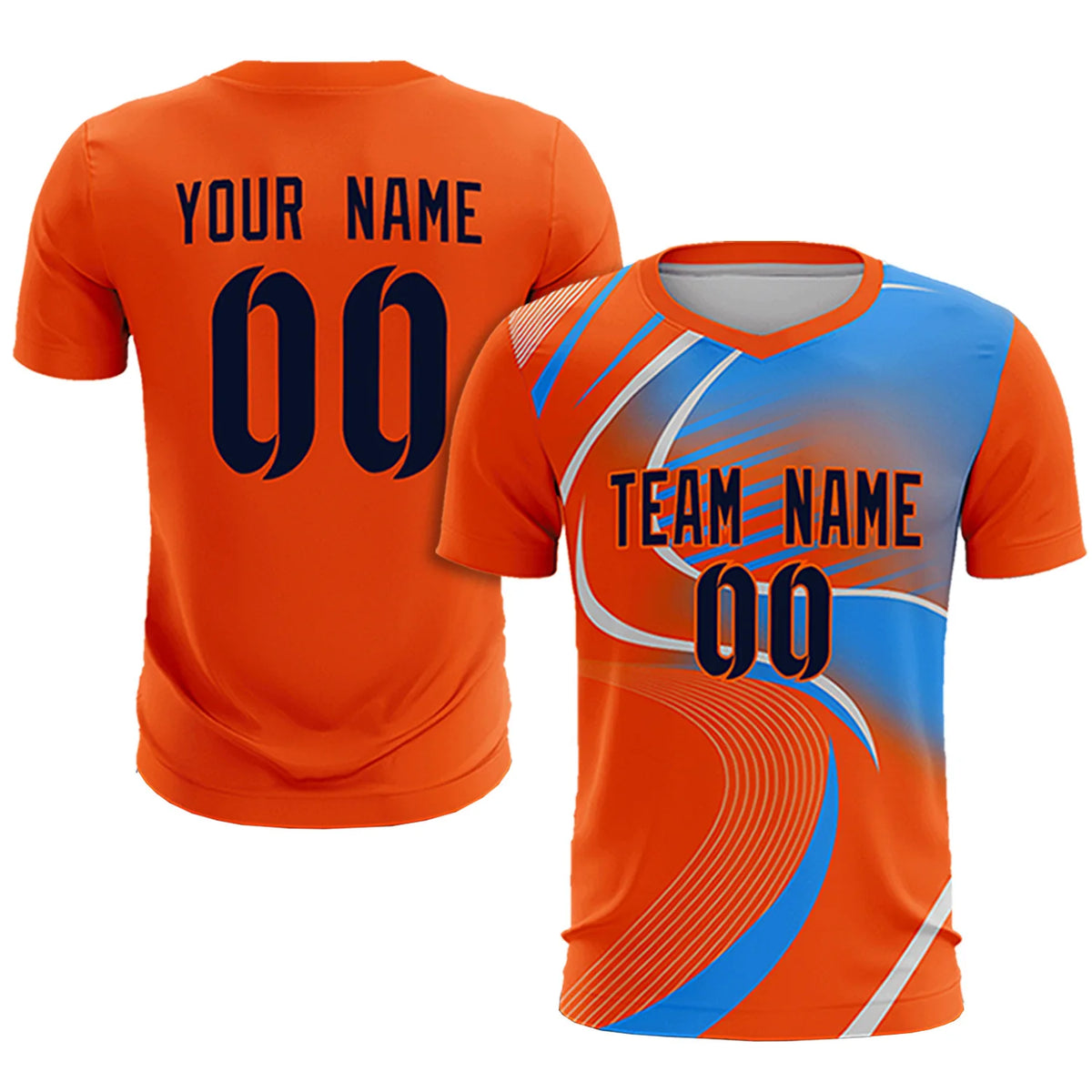 Custom Orange Gray-Light Blue Casual Printing Sportswear Soccer Sets Jersey