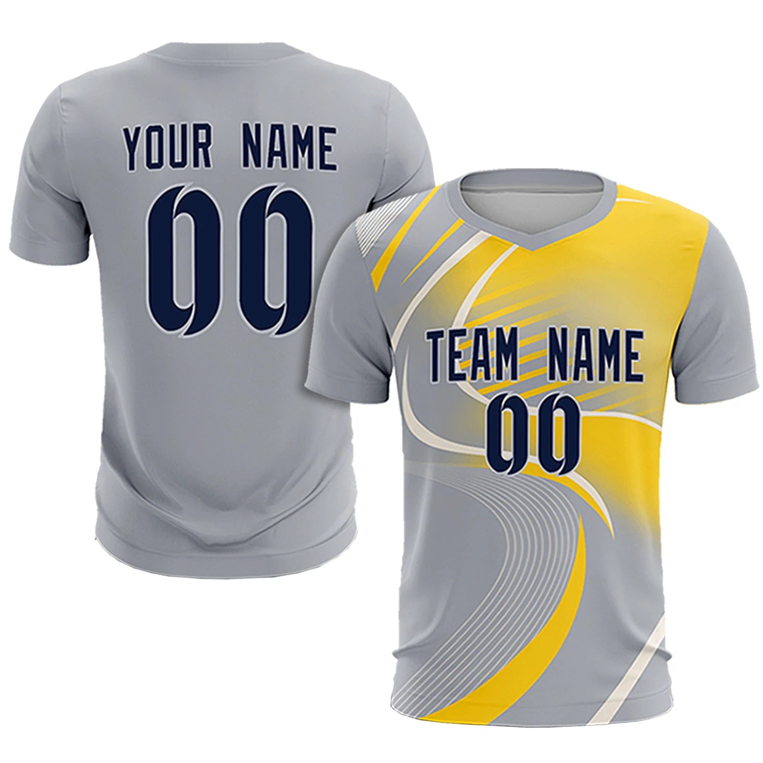 Custom Gray White-Gold01 Casual Printing Sportswear Soccer Sets Jersey
