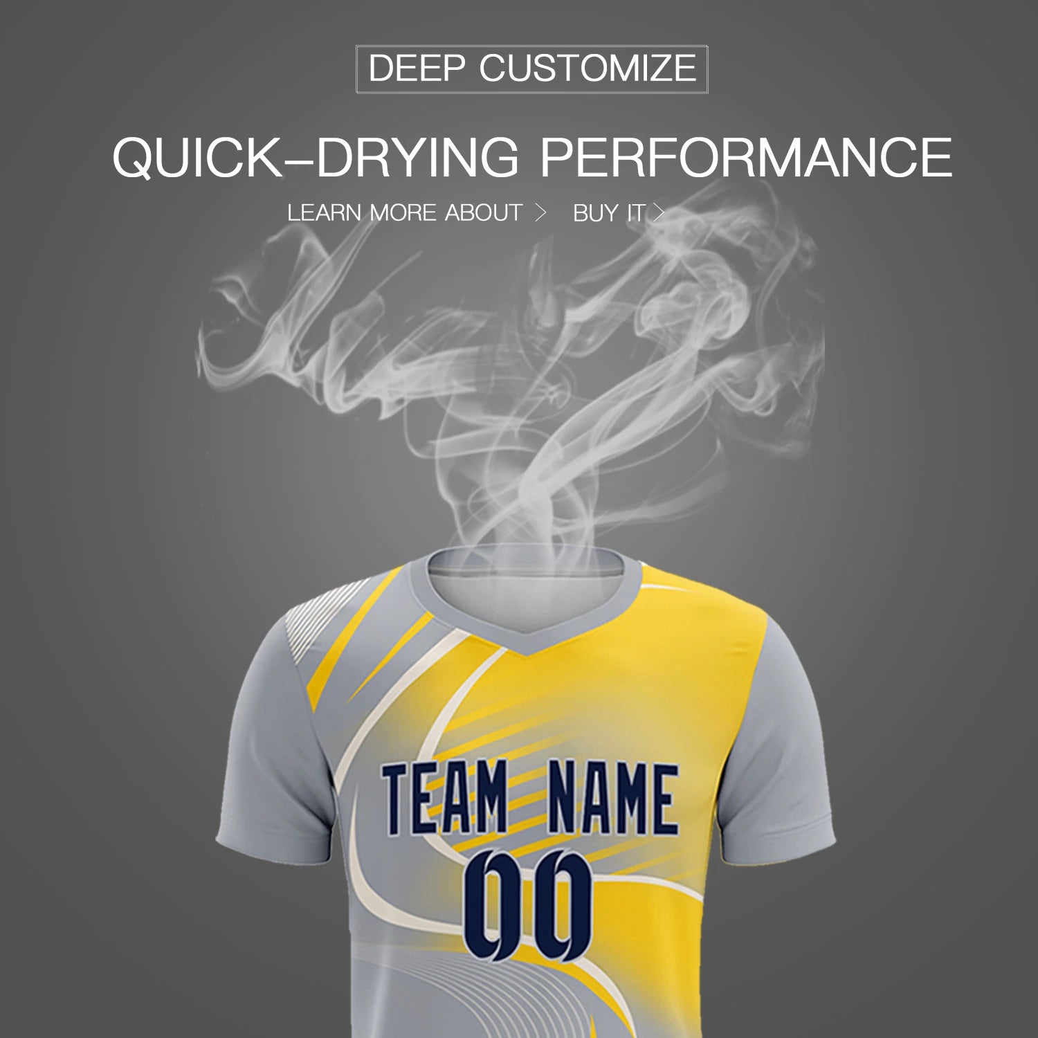 Custom Gray White-Gold01 Casual Printing Sportswear Soccer Sets Jersey