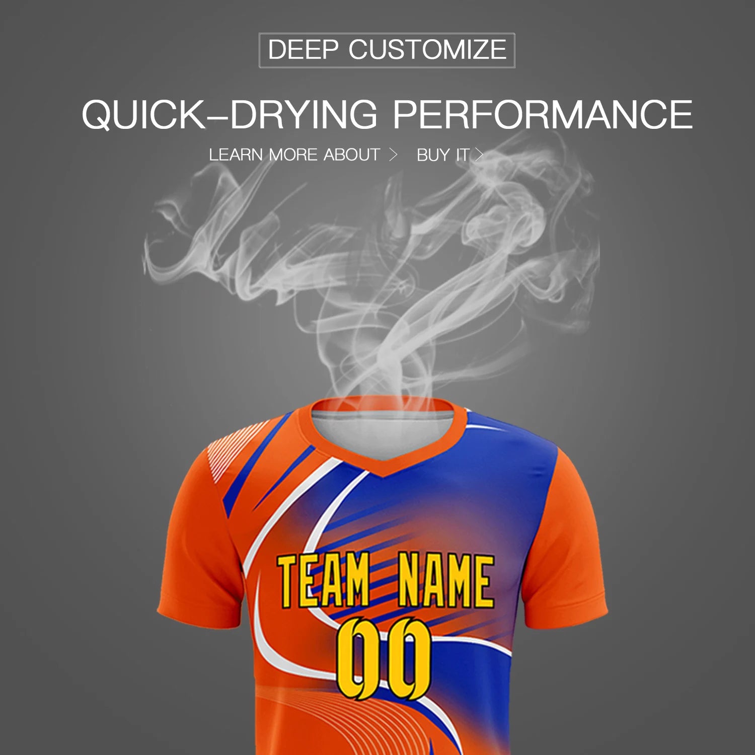 Custom Orange White-Royal Blue Casual Printing Sportswear Soccer Sets Jersey