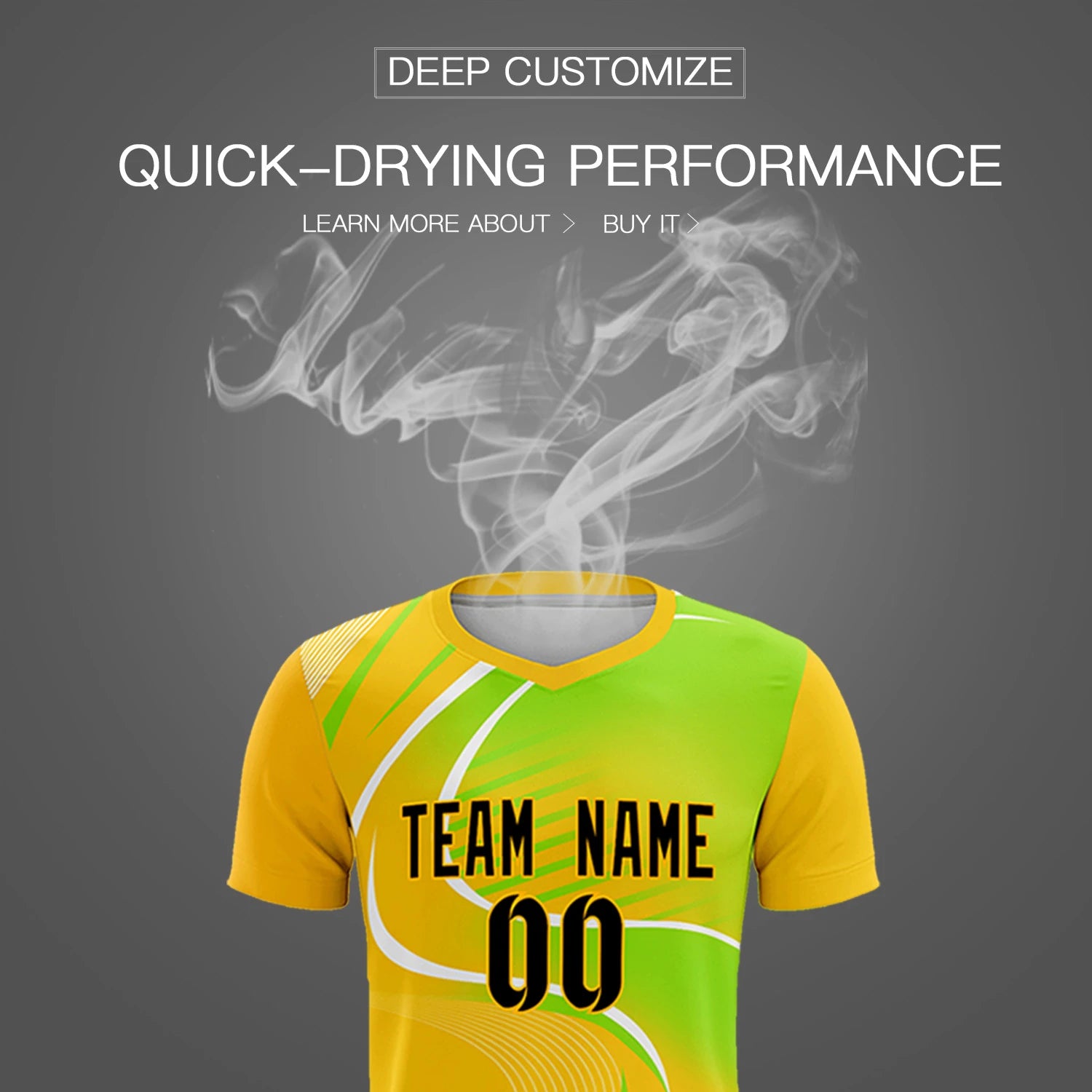 Custom Gold01 White-Neon Green Casual Printing Sportswear Soccer Sets Jersey