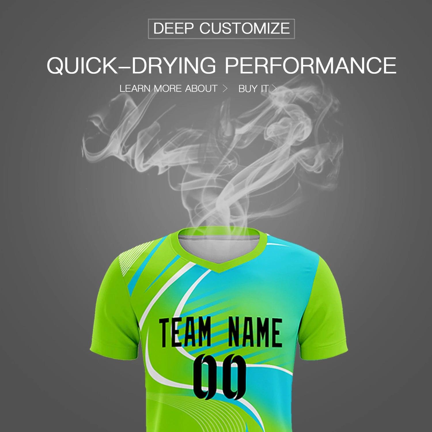 Custom Neon Green White-Sky Blue Casual Printing Sportswear Soccer Sets Jersey