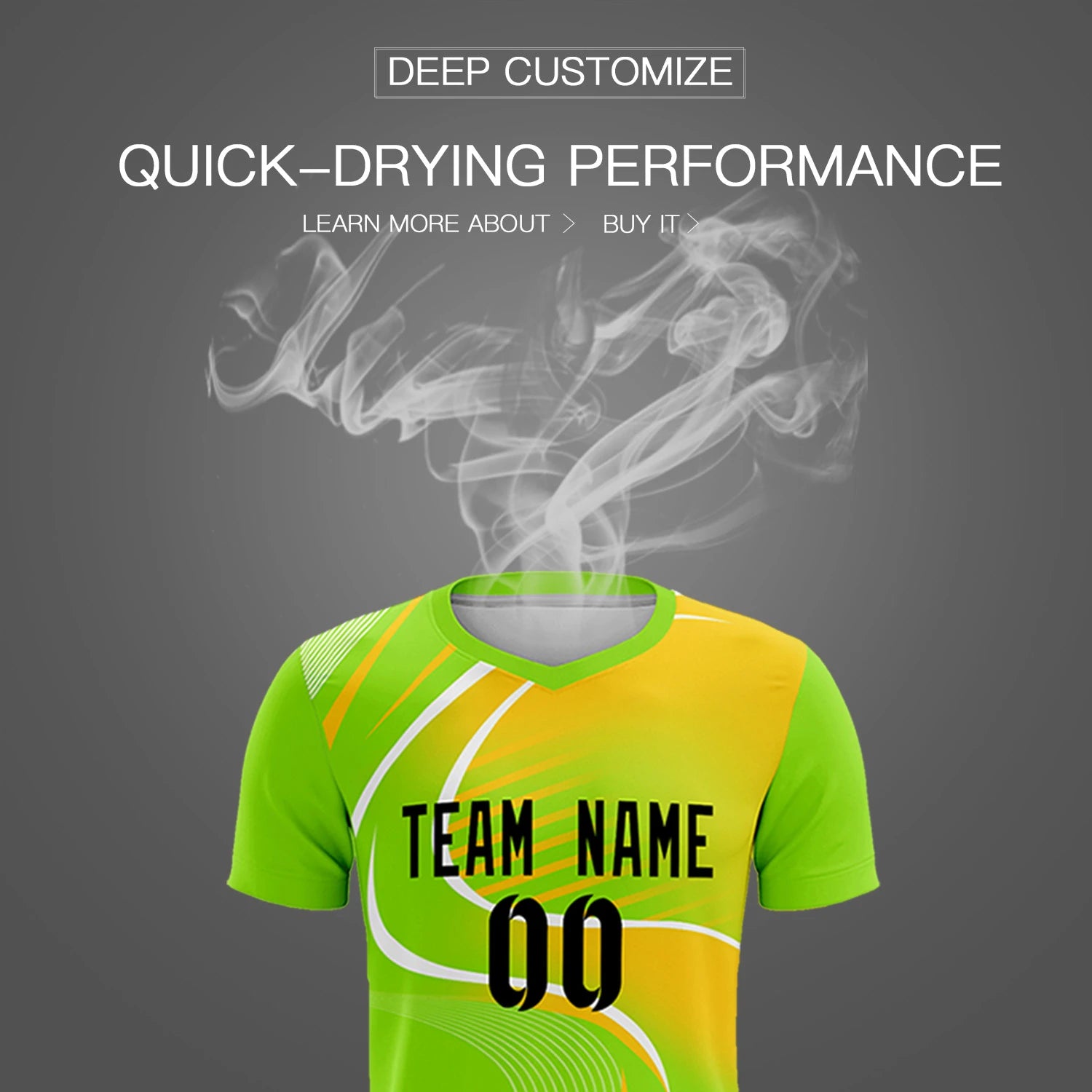 Custom Neon Green White-Gold01 Casual Printing Sportswear Soccer Sets Jersey