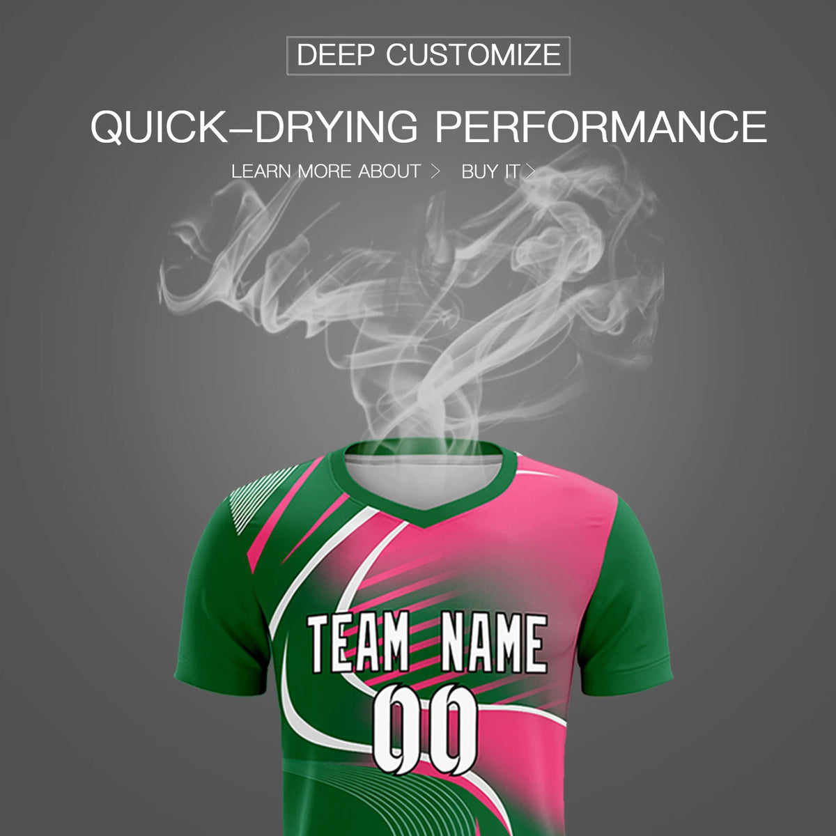 Custom Kelly Green White-Pink Casual Printing Sportswear Soccer Sets Jersey
