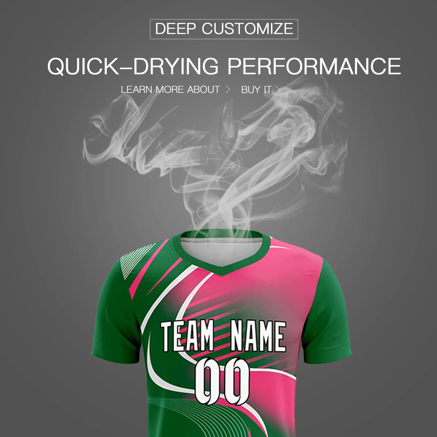 Custom Kelly Green White-Pink Casual Printing Sportswear Soccer Sets Jersey