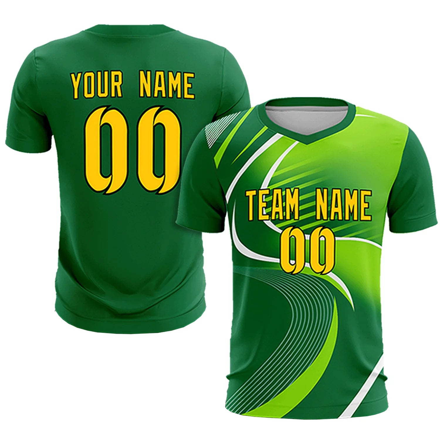 Custom Kelly Green White-Neon Green Casual Printing Sportswear Soccer Sets Jersey