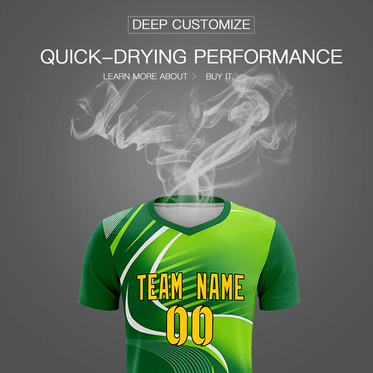 Custom Kelly Green White-Neon Green Casual Printing Sportswear Soccer Sets Jersey
