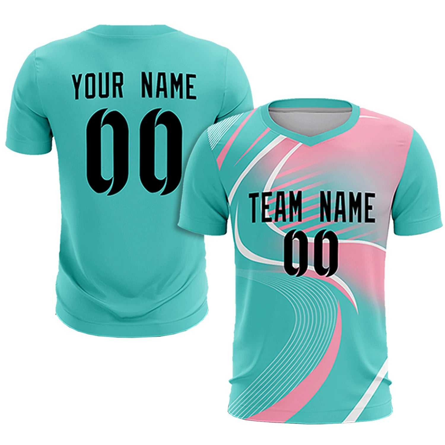 Custom Bright Green White-Pink Casual Printing Sportswear Soccer Sets Jersey