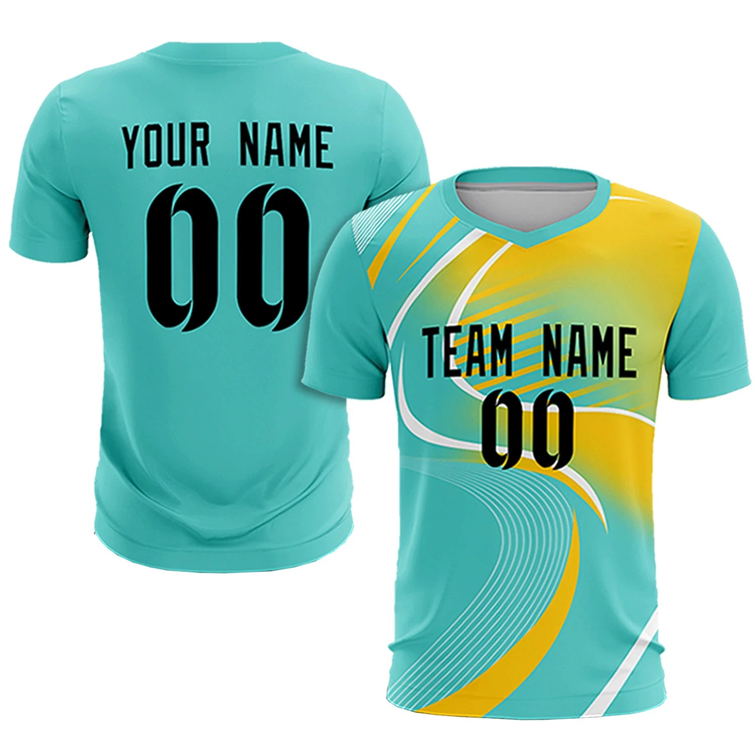 Custom Bright Green White-Gold01 Casual Printing Sportswear Soccer Sets Jersey