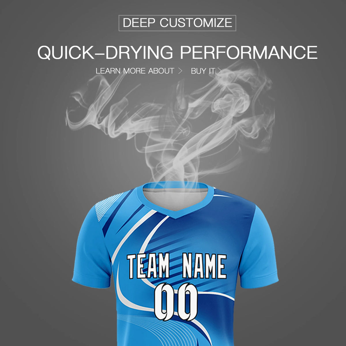 Custom Powder Blue White-Navy Casual Printing Sportswear Soccer Sets Jersey