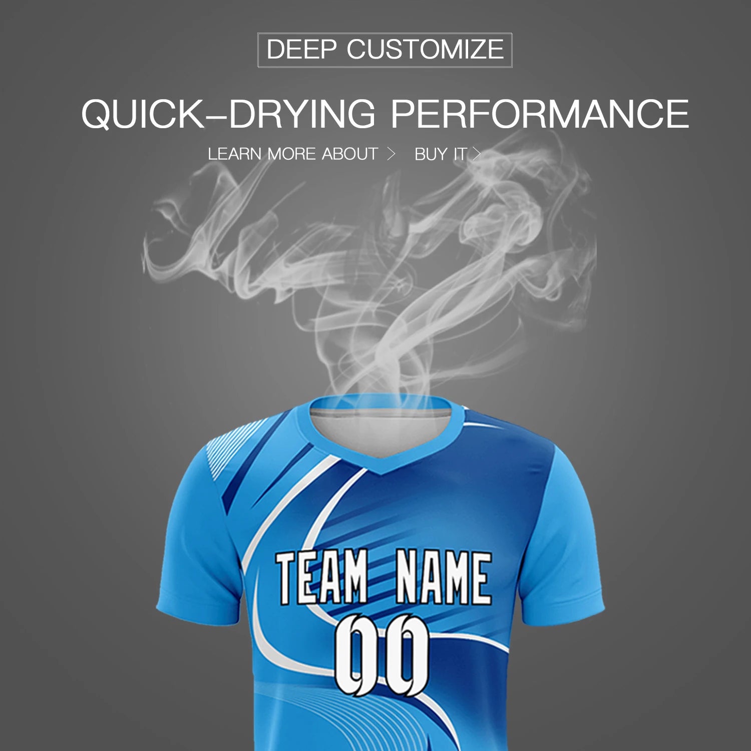 Custom Powder Blue White-Navy Casual Printing Sportswear Soccer Sets Jersey