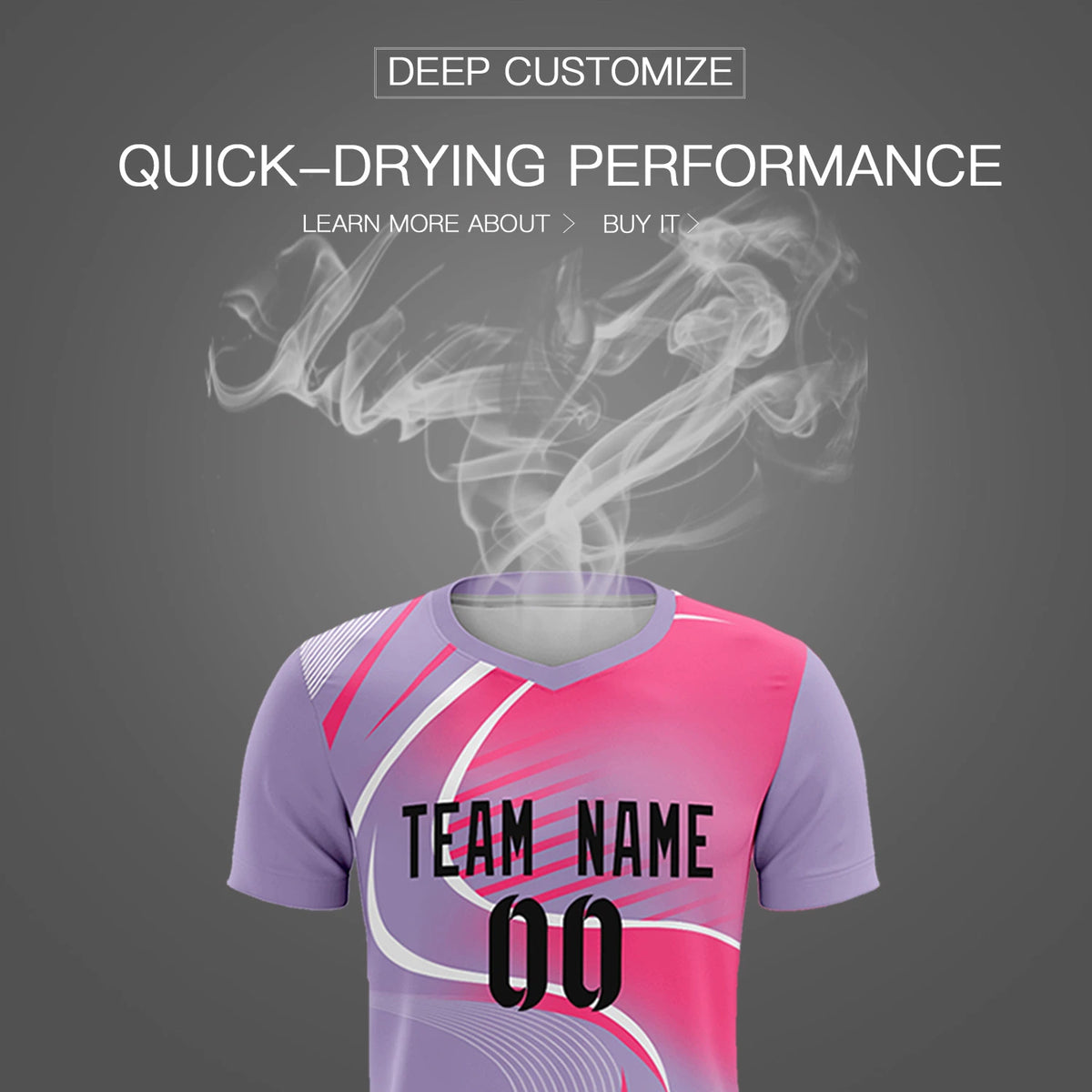 Custom Light Purple White-Pink Casual Printing Sportswear Soccer Sets Jersey