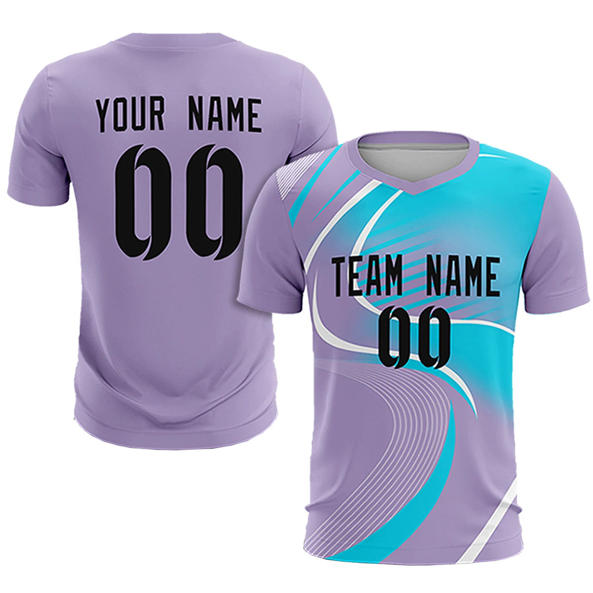 Custom Light Purple White-Sky Blue Casual Printing Sportswear Soccer Sets Jersey