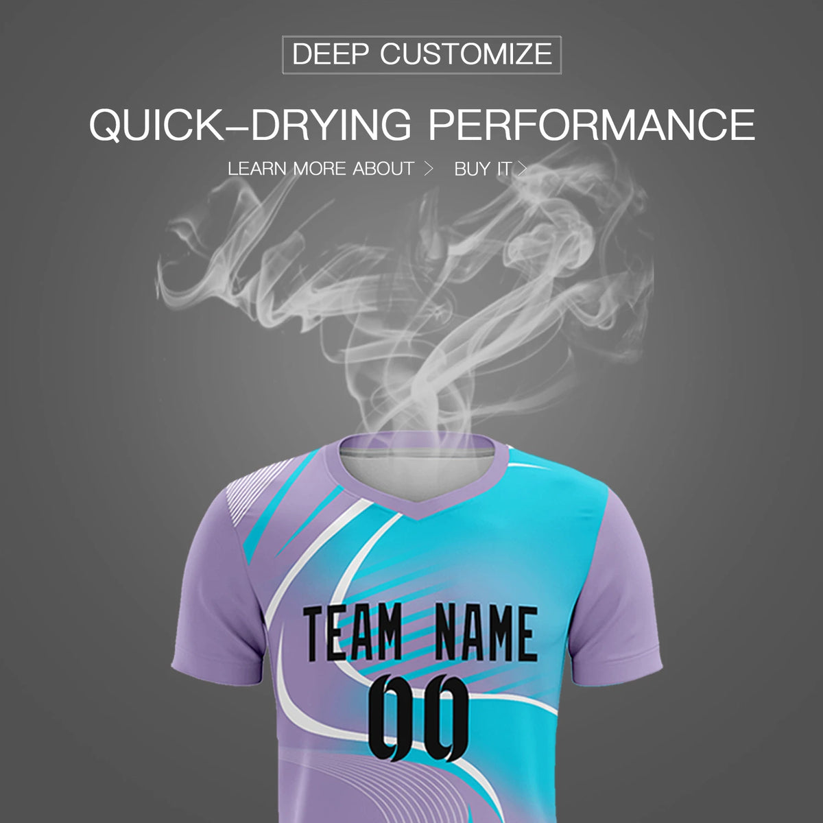 Custom Light Purple White-Sky Blue Casual Printing Sportswear Soccer Sets Jersey