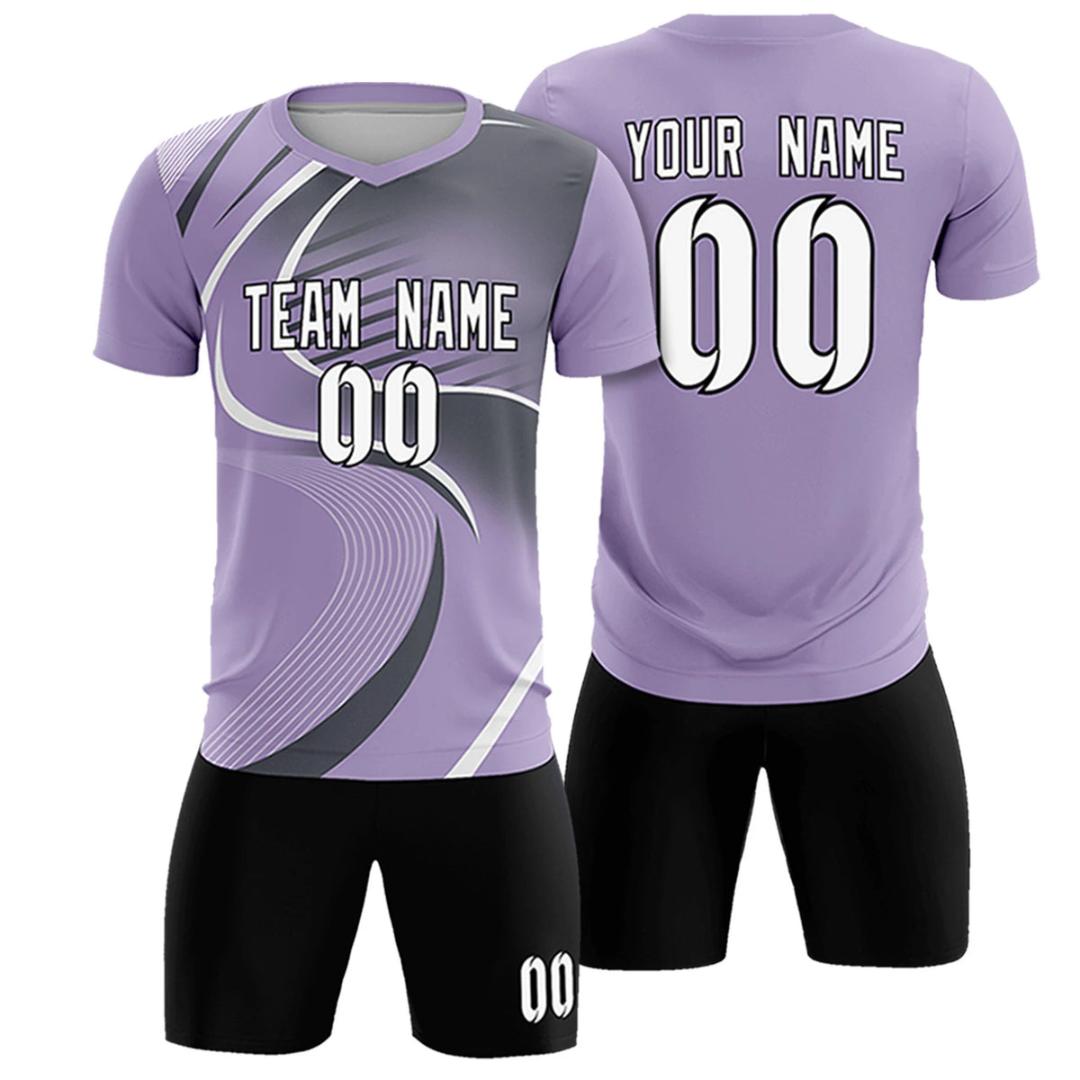 Custom Light Purple White-Gray Casual Printing Sportswear Soccer Sets Jersey