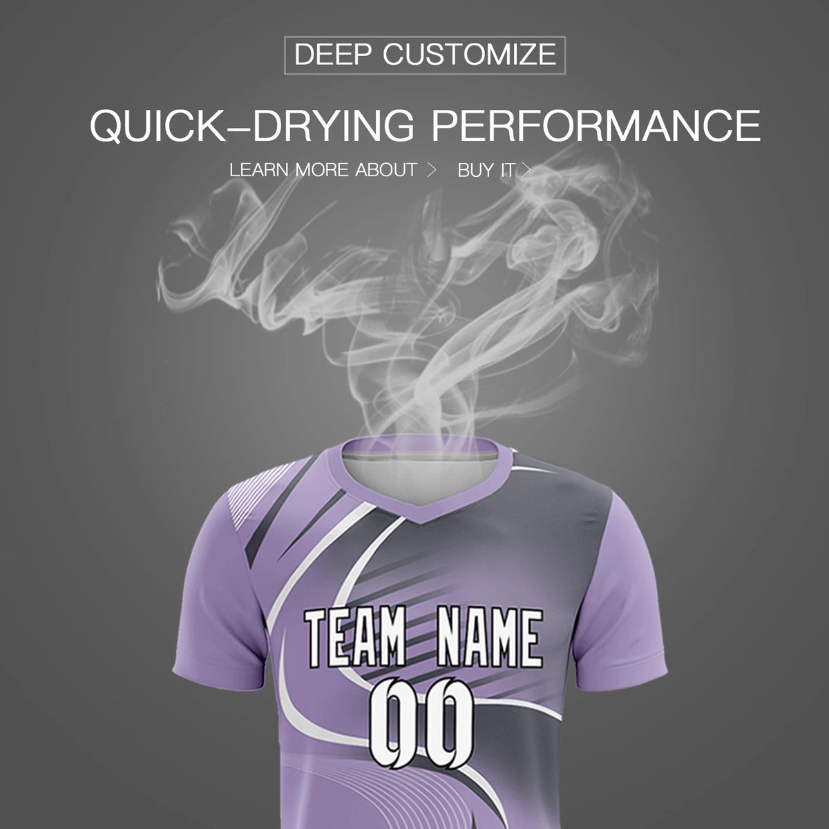 Custom Light Purple White-Gray Casual Printing Sportswear Soccer Sets Jersey