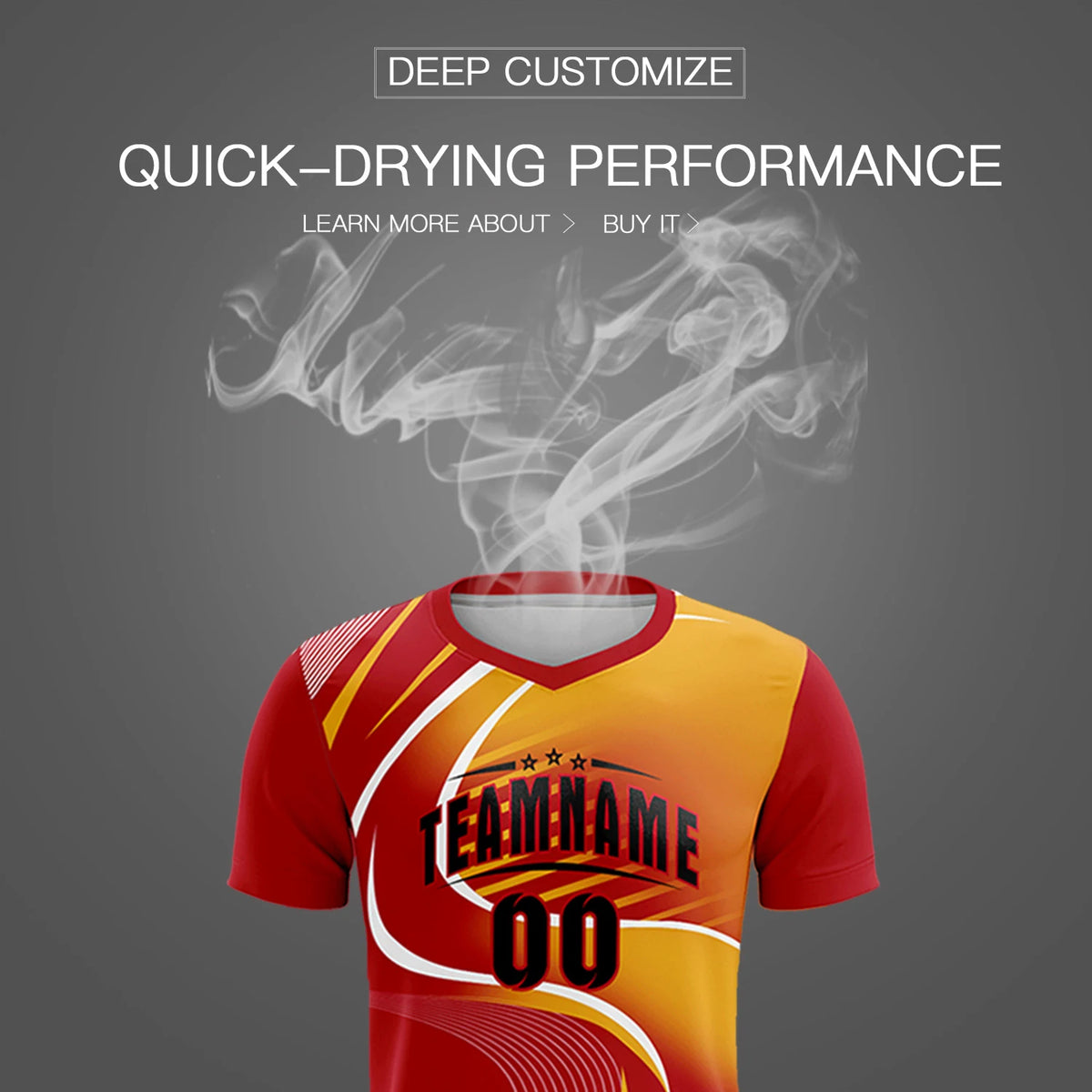 Custom Red White-Yellow Casual Printing Sportswear Soccer Sets Jersey