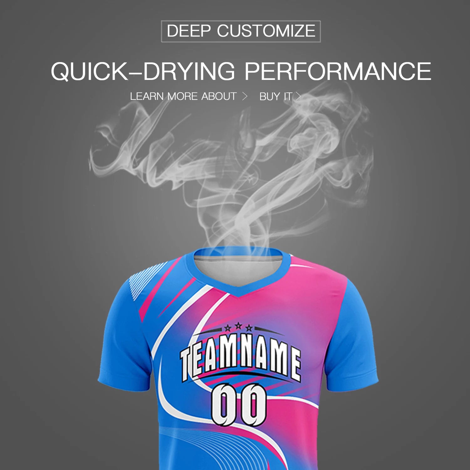 Custom Powder Blue White-Pink Casual Printing Sportswear Soccer Sets Jersey