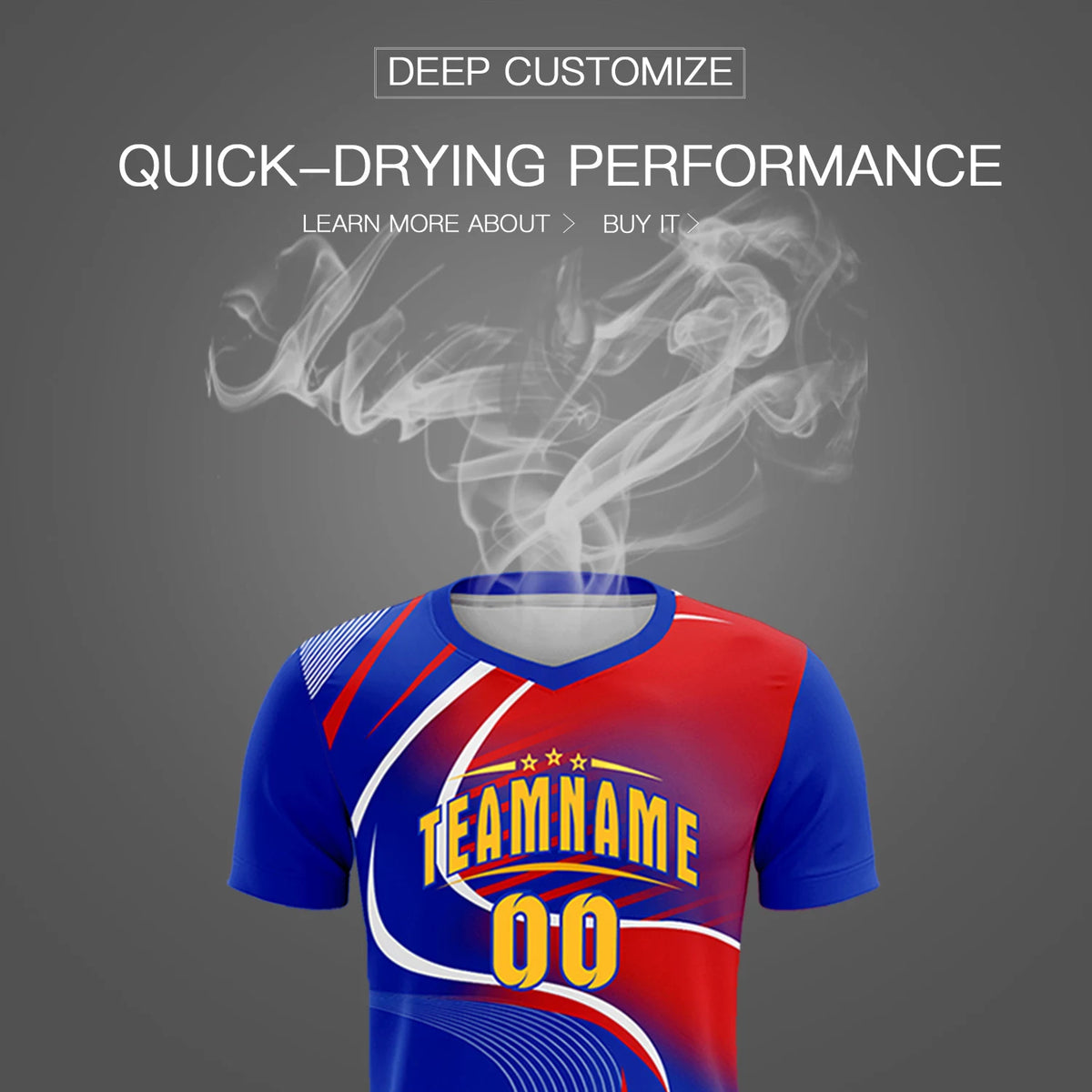 Custom Royal Blue White-Red Casual Printing Sportswear Soccer Sets Jersey