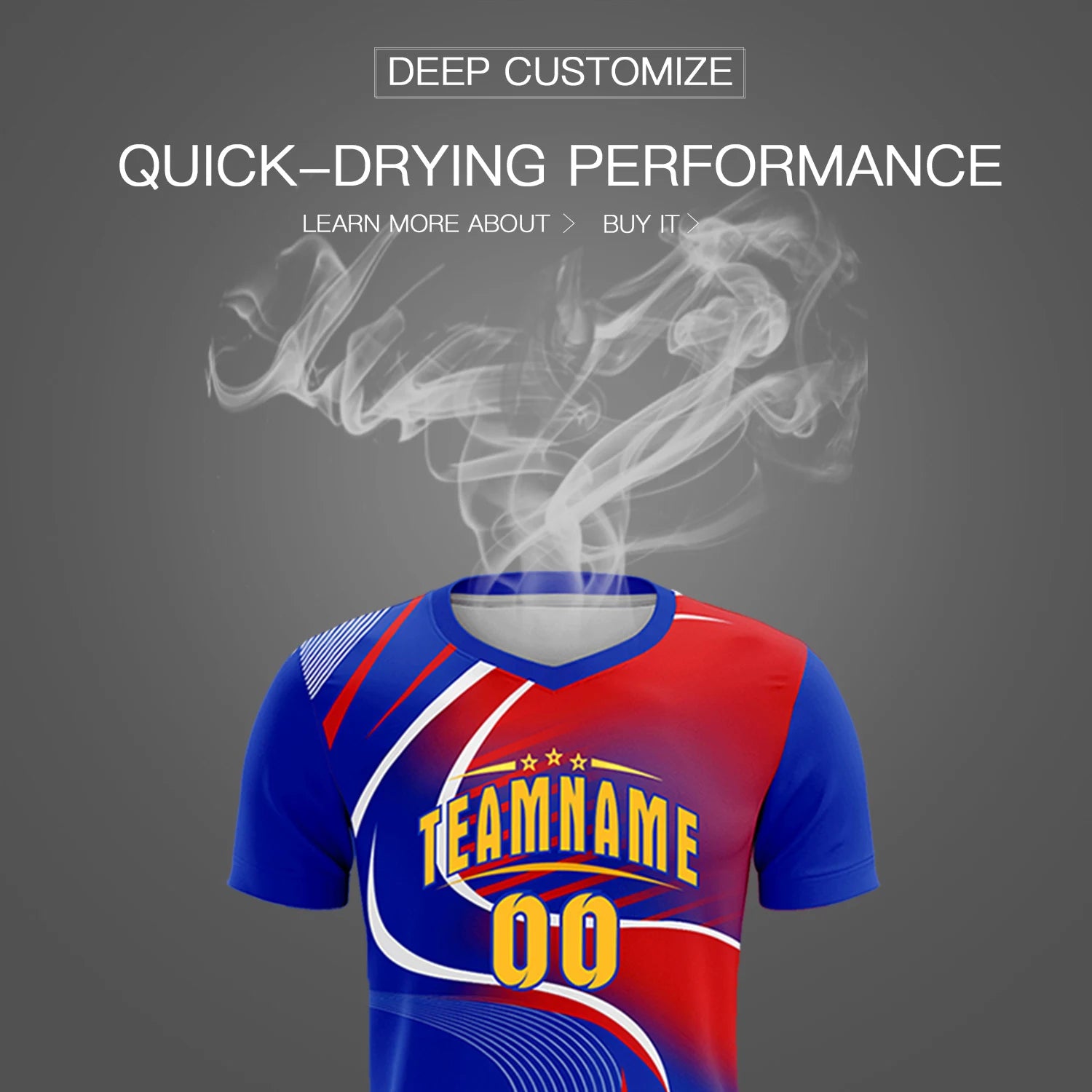 Custom Royal Blue White-Red Casual Printing Sportswear Soccer Sets Jersey