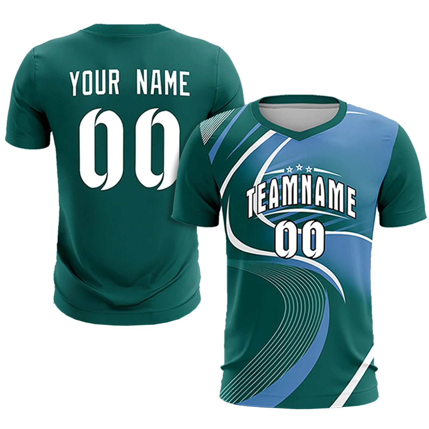 Custom Midnight Green White-Light Blue Casual Printing Sportswear Soccer Sets Jersey