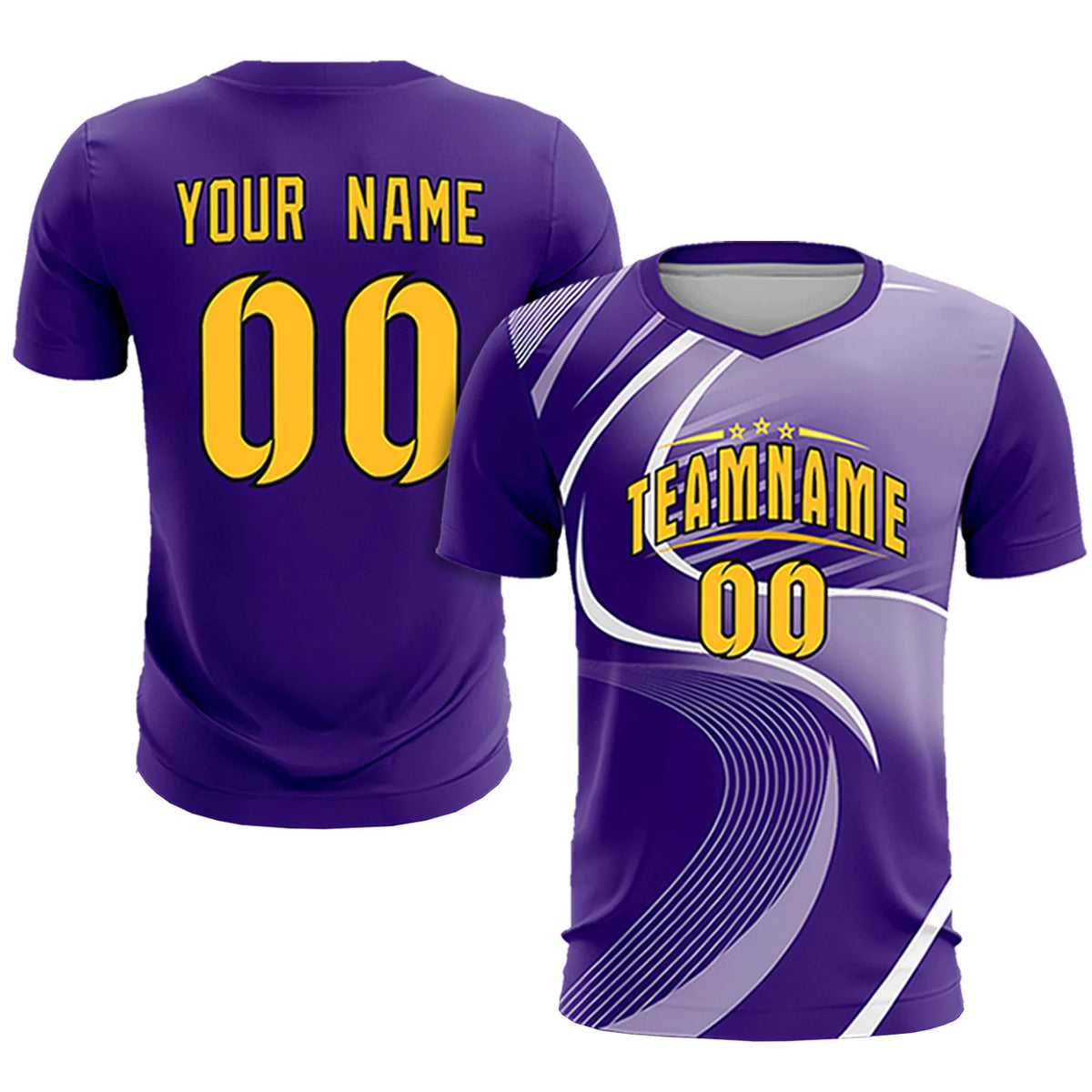 Custom Purple White-Light Purple Casual Printing Sportswear Soccer Sets Jersey