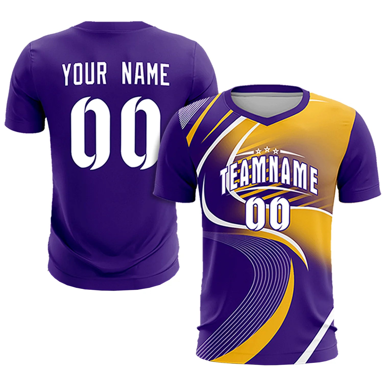 Custom Purple White-Gold01 Casual Printing Sportswear Soccer Sets Jersey