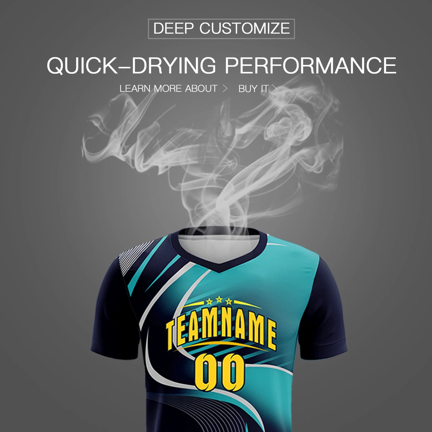 Custom Navy Gray-Aqua Casual Printing Sportswear Soccer Sets Jersey