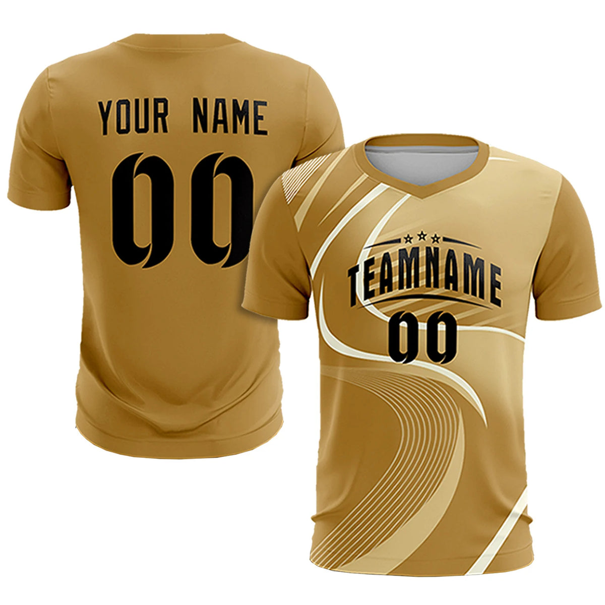 Custom Old Gold Khaki-Khaki Casual Printing Sportswear Soccer Sets Jersey