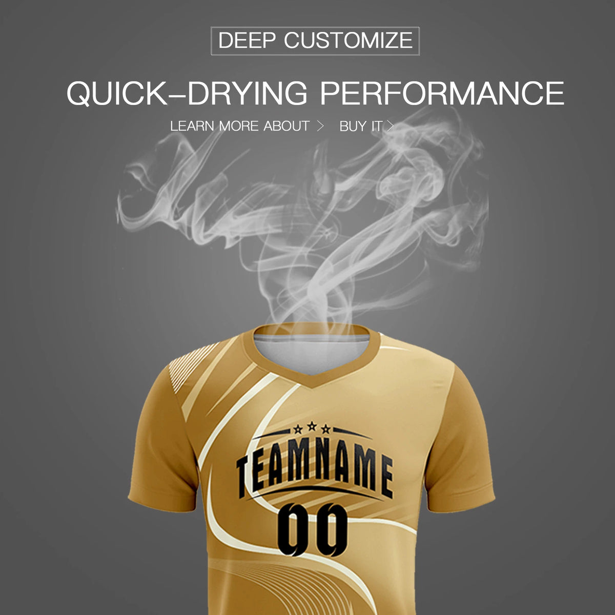 Custom Old Gold Khaki-Khaki Casual Printing Sportswear Soccer Sets Jersey