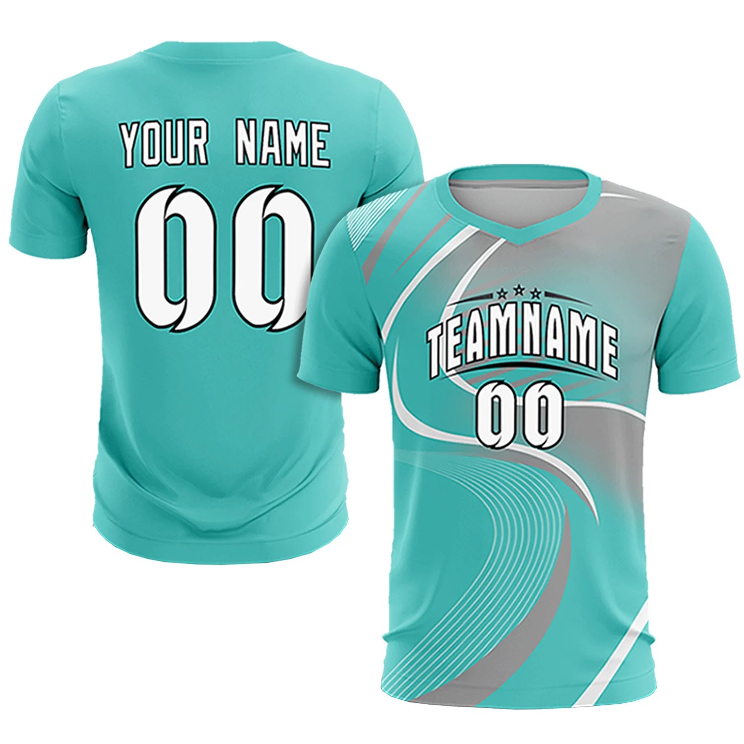 Custom Bright Green White-Gray Casual Printing Sportswear Soccer Sets Jersey