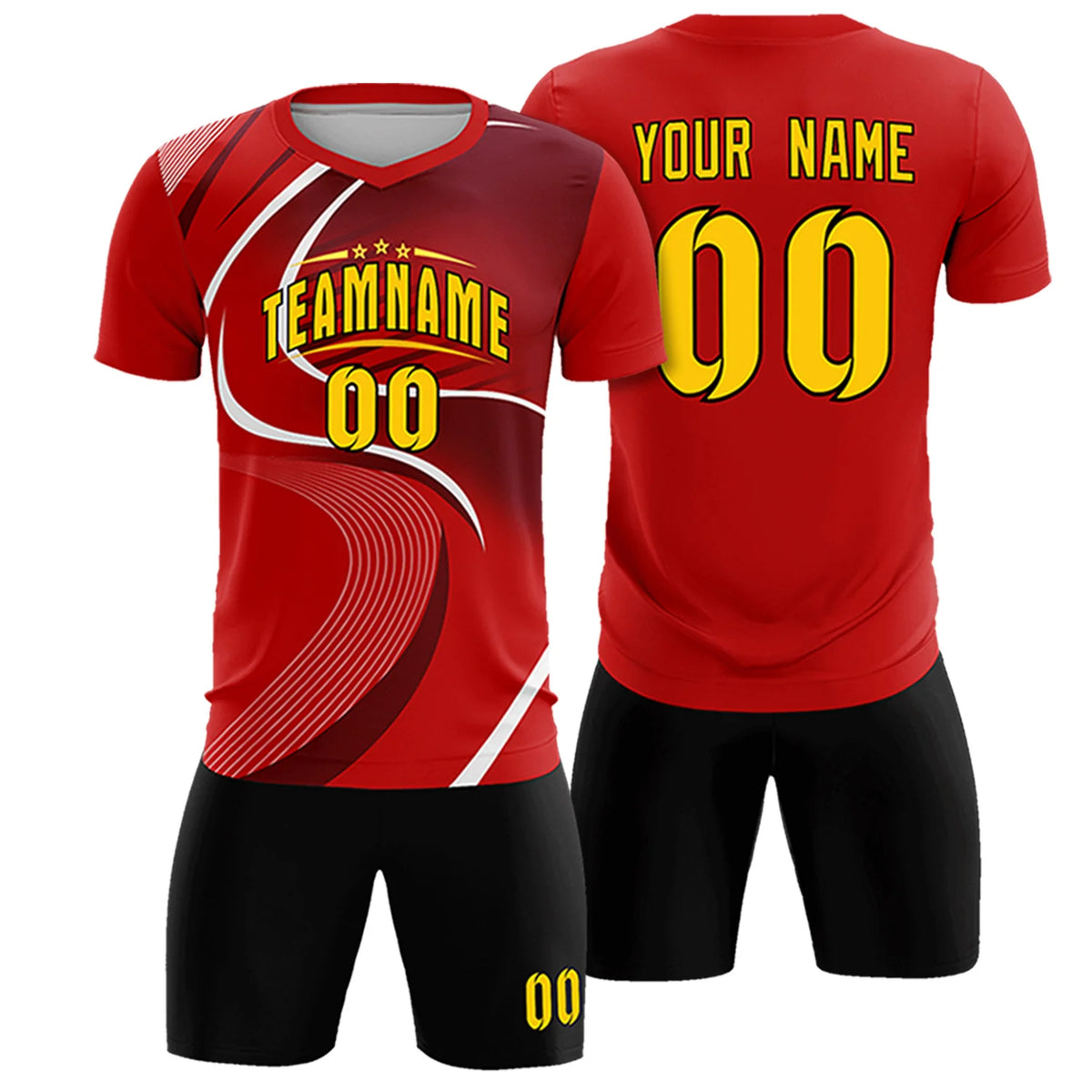 Custom Red White-Crimson Casual Printing Sportswear Soccer Sets Jersey
