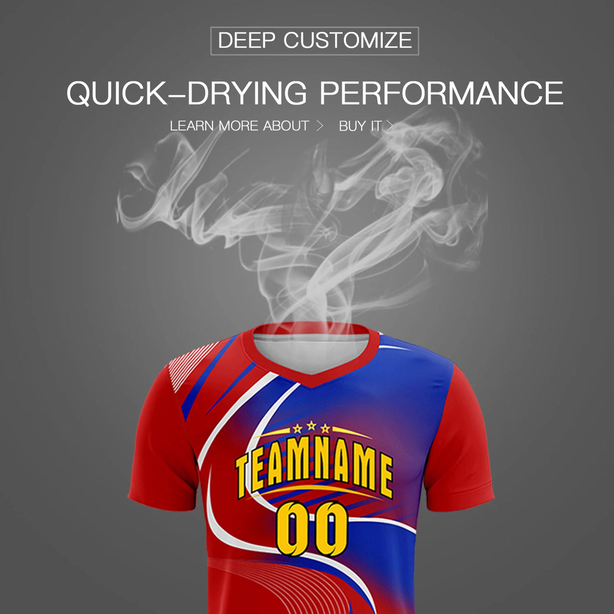 Custom Red White-Royal Blue Casual Printing Sportswear Soccer Sets Jersey