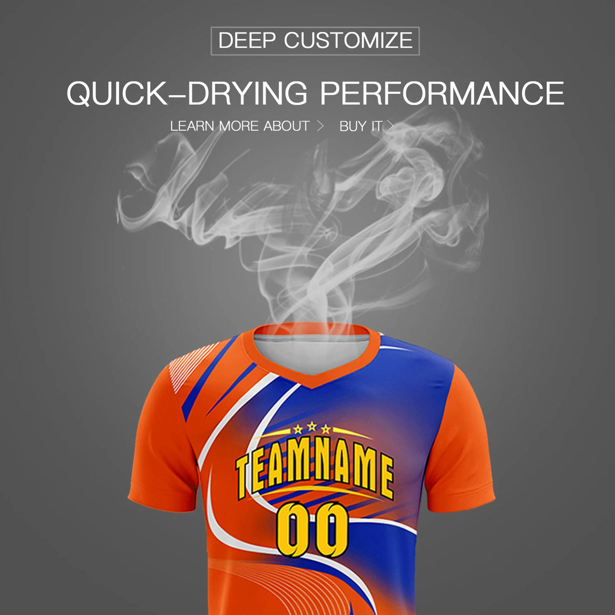 Custom Orange White-Royal Blue Casual Printing Sportswear Soccer Sets Jersey