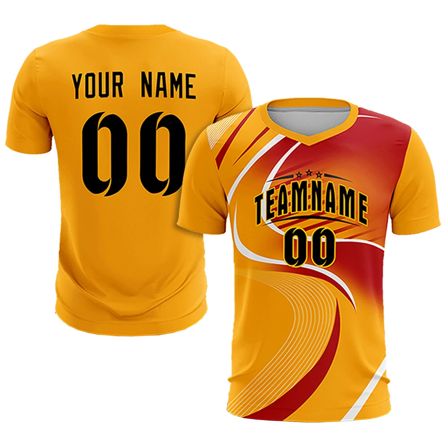 Custom Yellow White-Red Casual Printing Sportswear Soccer Sets Jersey